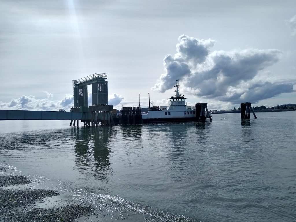 A ferry at the Guemes dock. (Photo by Ryan Packer)