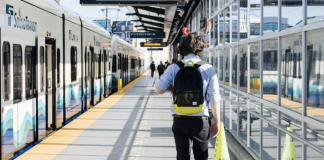 A Link train waiting at a platform. (Sound Transit)