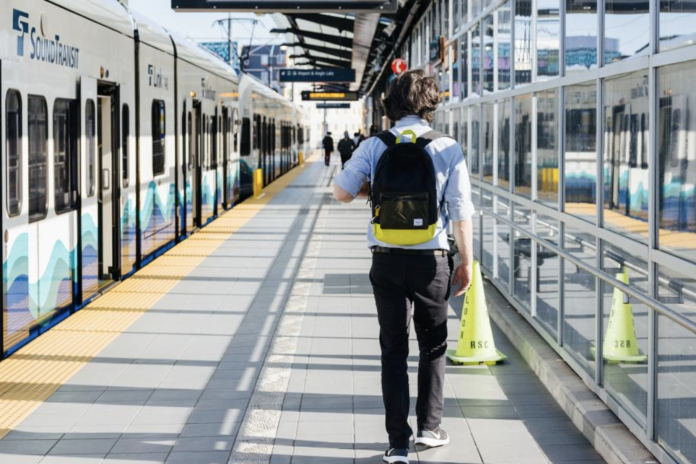 A Link train waiting at a platform. (Sound Transit)