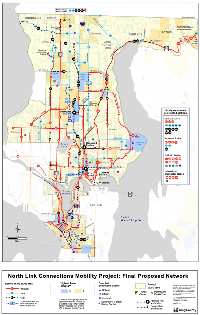 The North Link connections map showing how the service change will look in October. (King County)