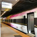 Another exterior view of Venture coach, this one in Brightline livery. (Phillip Pessar / Wikipedia)