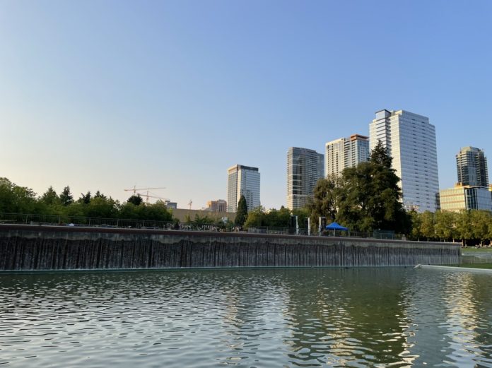 A view of a growing Downtown Bellevue from the city's central park.