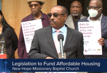 Sawant, Black Faith Leaders Call for Reparations to Rectify Seattle’s Racist Housing Practices Senior Paster Robert Jeffrey Sr. stands with Councilmember Sawant and three supporters in the background at a press conference calling for reparations for New Hope church.