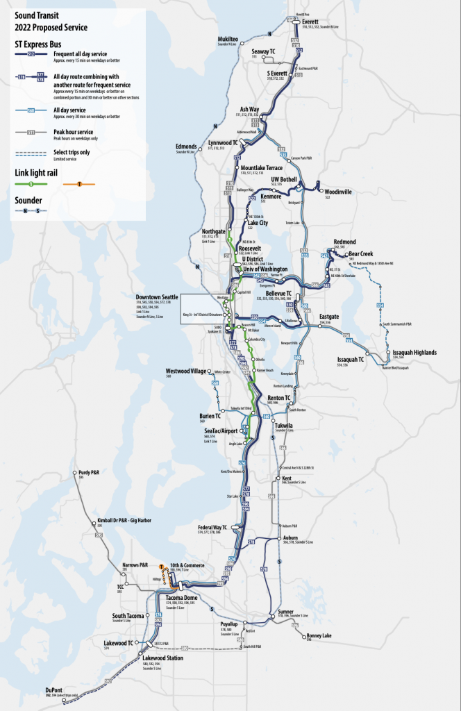 Sound Transit's proposed 2022 service by mode and route. (Sound Transit)