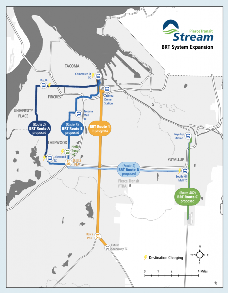The conceptual Stream BRT corridors. (Pierce Transit)