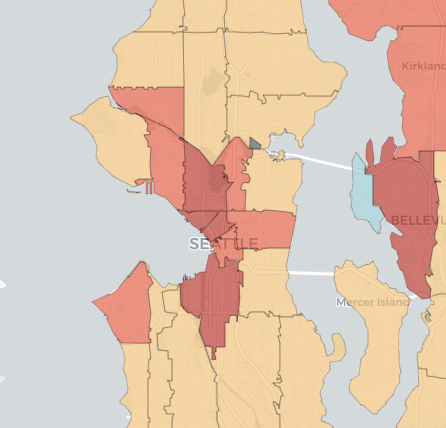The fastest growing zip codes in Seattle over the past decade are in the Downtown core. 98134 (SoDo) leads the way 88.8% growth, 98121 (Belltown) is next with 69% growth, followed by 98109 (South Lake Union / Uptown) at 69%, and 98101 (Downtown) at 59%.