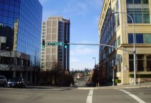 Bellevue Seeks Public Input for its Multimodal Future A crosswalk in Downtown Bellevue.