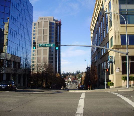 Bellevue Seeks Public Input for its Multimodal Future A crosswalk in Downtown Bellevue.