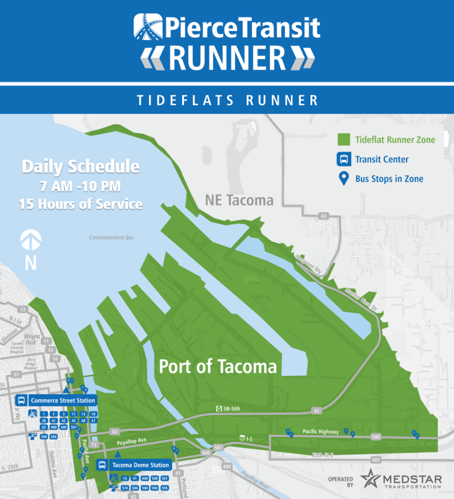 The Tideflats Runner service area. (Pierce Transit)