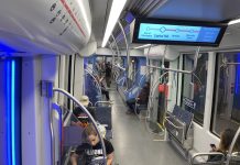 Sound Transit Moving Forward on Purchase of 10 More Link Cars A photo of the interior of the light rail car showing the seating area.
