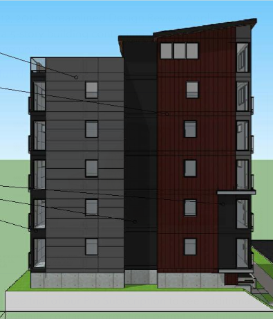 A rendering of 811 NE 66th St's proposed apartment building