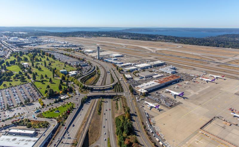 Aerial view of SeaTac airport