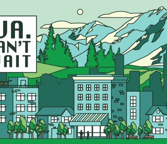 What It Will Take to Close the Illegal Growth Loophole in 2022 A graphic of blue and green mountains with the skyline of a city in front of them with the words WA Can't Wait in a white box on the left corner.