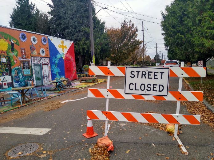 Stay Healthy Street Barricade