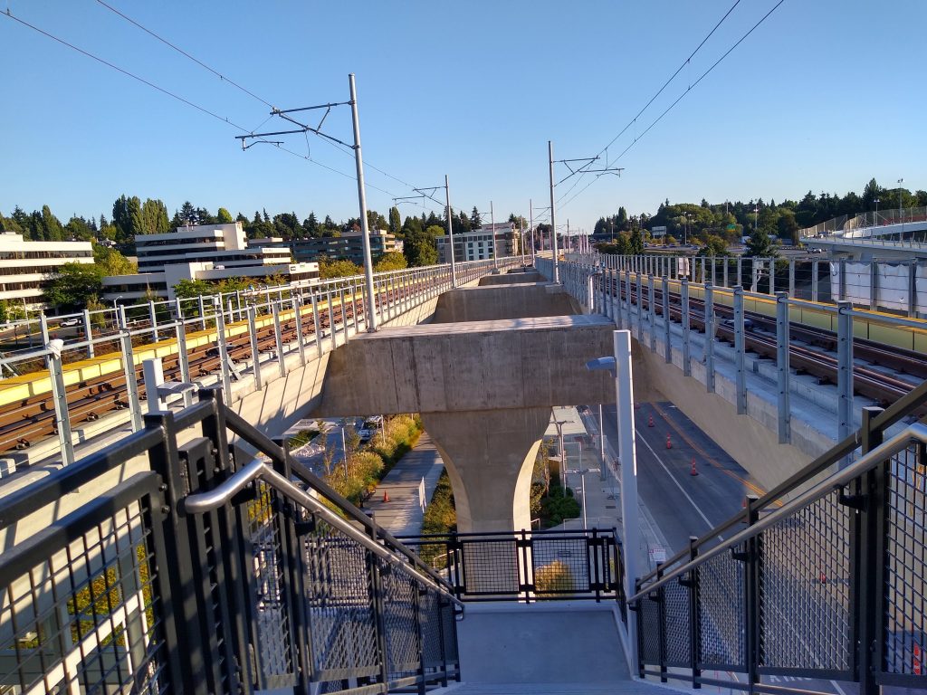 Stairway between train tracks