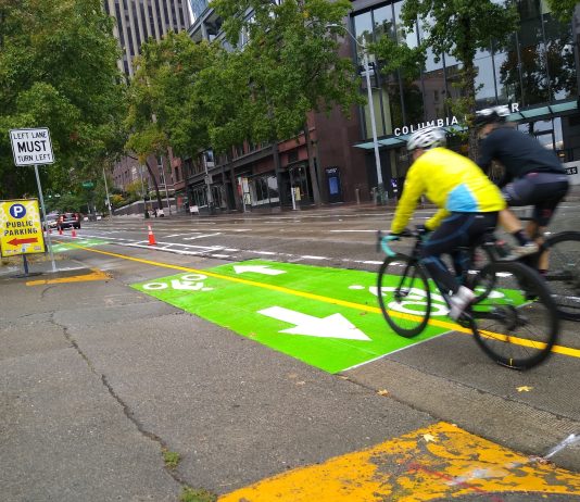 After Years of Delay, 4th Avenue Protected Bike Lane Opens Downtown