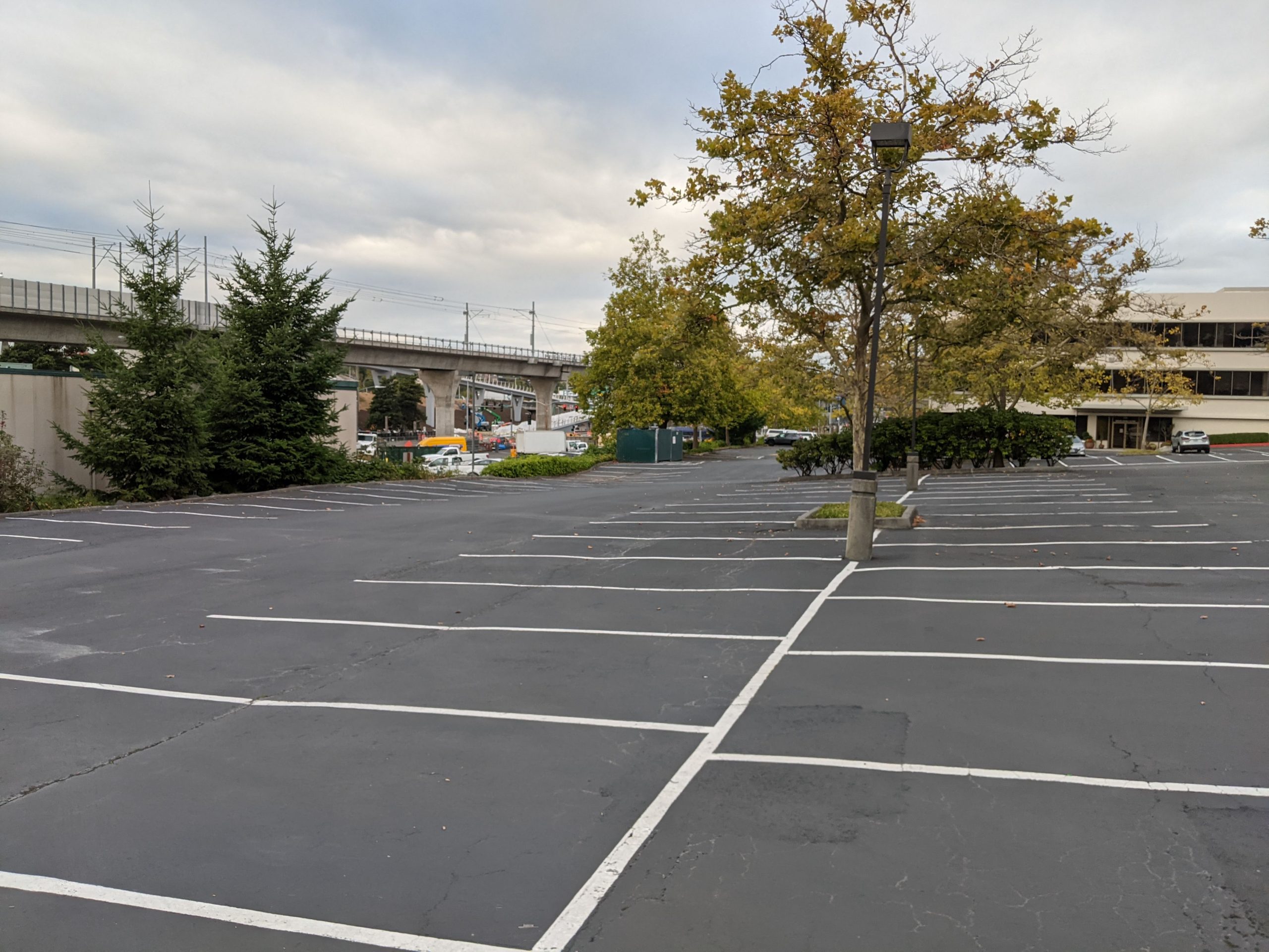 A photo of a parking lot close to the Northgate light rail station