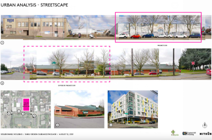 A Design Review Packet A series of photos of buildings near the proposed site of the Yesler Family Housing project.