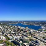 Seattle aerial view north from space needle
