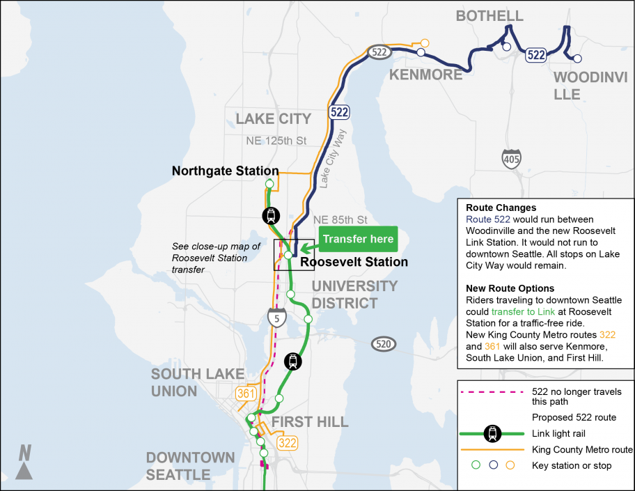 Revisions to Route 522. (Sound Transit)