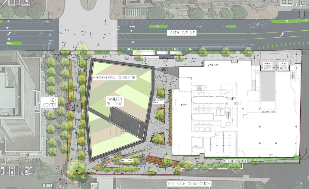 An aerial rendering of the layout of the 555 Tower. 