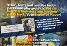 Disingenuous vs. Bad Faith: Arguments and the Way We Receive Them "Trash, tents and needles in our parks and playgrounds. We can help the homeless *and* have our parks back. Vote Bruce for Mayor," read the top line of the mailer. Next to a head shot of Bruce Harrell a quote is included: "Fore me, the status quo is completely unacceptable. I don't want anyone to have to live in a tent or in their car."