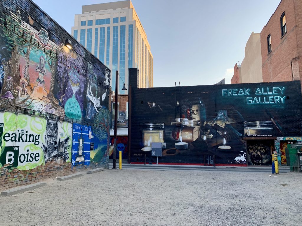 A photo of the murals in the Freak Alley Gallery.