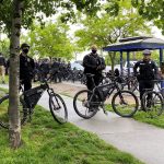 Police barricade during sweep