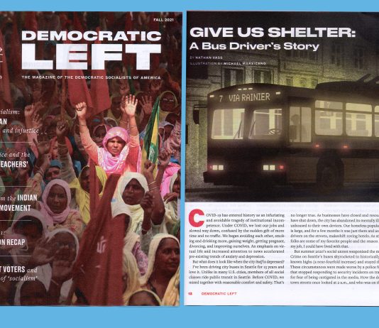 The View From Nathan’s Bus: Nathan in DSA’s Democratic Left Magazine On Seattle’s Crises