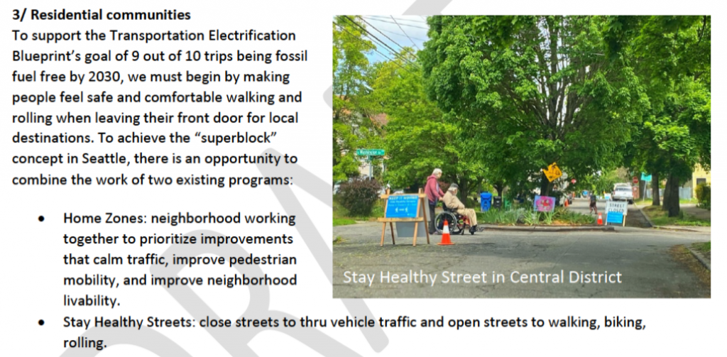 Photo of Stay Healthy Street in the Central District with text describing elements that could be applied to a zero-emission area