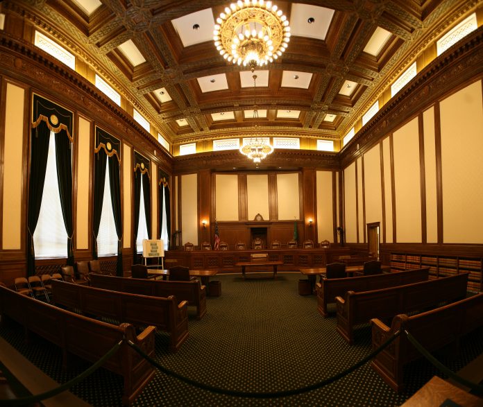 A photo pf the Washington State Court interior chamber.