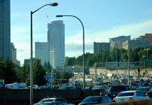 More Dollars for Highways? Infrastructure Funding Is Not Necessarily a Gift A photo of cars in gridlock traffic on Interstate 5 in Downtown Seattle