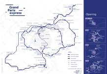 Map of the Grand Paris Express, Europe’s Largest Transit Expansion Project A map of the Grand Paris express with four maps showing different stages of completion on the right side.