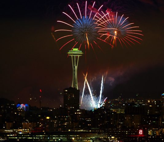 The Urbanist’s Biggest Hits of 2021 A photo of fireworks at an illuminated space needle