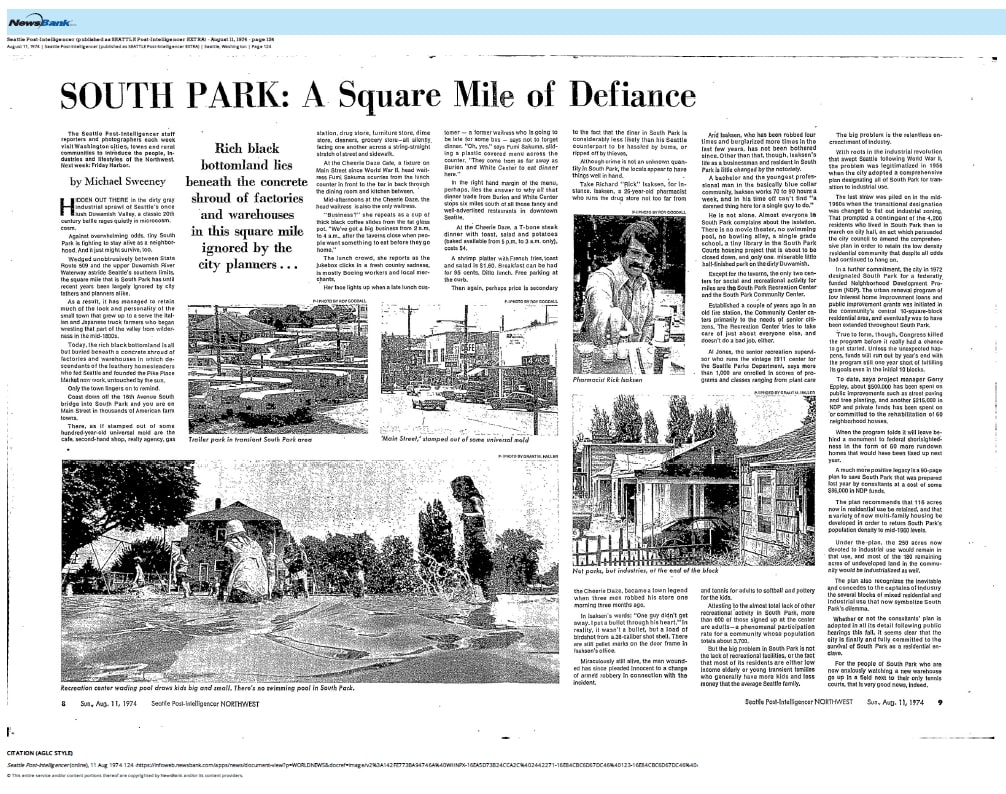 An archival news article titled, "South Park: A Square Mile of Defiance"
