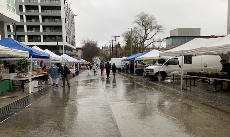 The Capitol Hill Farmers Market using a festival street to place vendors. 