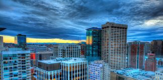 A view of towers in Belltown, Seattle WA.