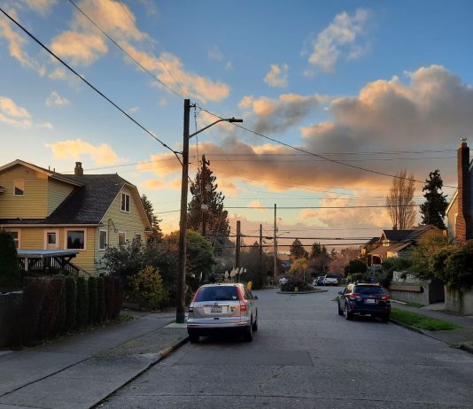 Seattle Times Wrong Again, Siding with Exclusion and Housing Scarcity The sunsets over Salmon Bay and trickles through clouds.