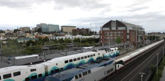 Trains at a station