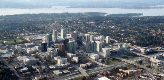 An aerial photo of Downtown Bellevue