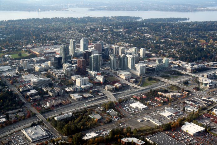 An aerial photo of Downtown Bellevue