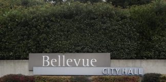 A photo of the Bellevue Council building sign