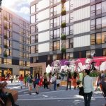 Grand Street Commons Plaza and Mural by Runberg Archicture