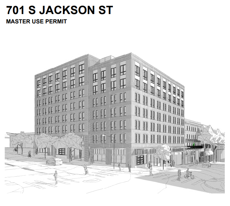 701 S Jackson St in Black and White rendering