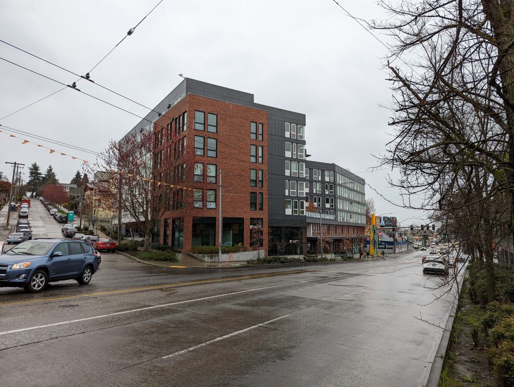 North and west facade of Muir Apartments