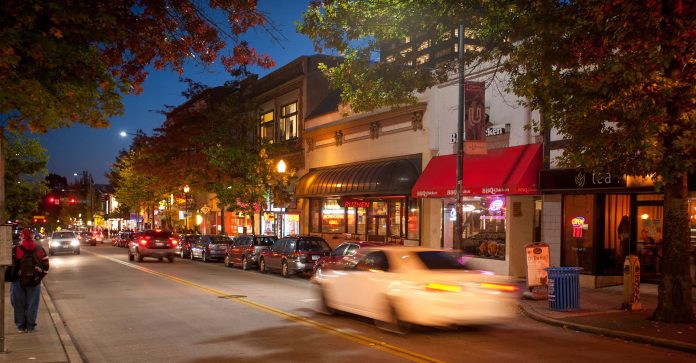 U District night scene
