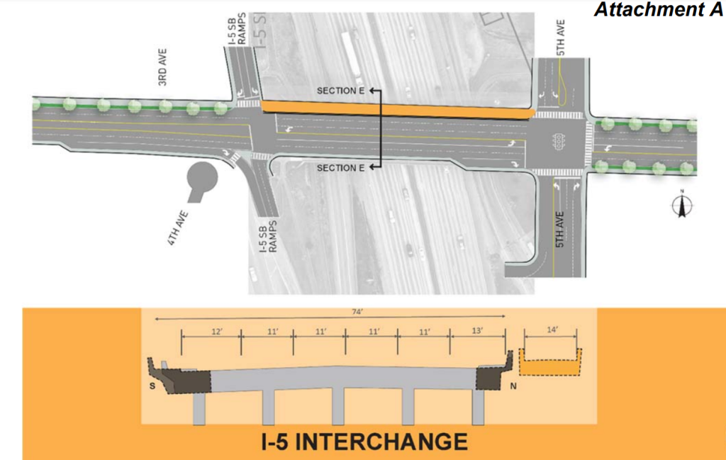 Rendering showing a wider overpass and additional bridge just floating