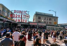 Pedestrian Injury in Road Rage Brawl Underscores Need for Car-Free Pike Place More than a 100 market-goers near the Pike Street entrance to Pike Place Market.