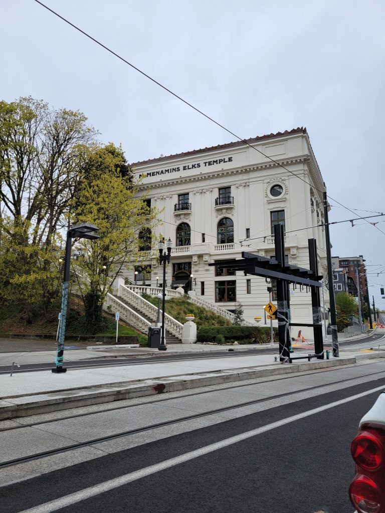 The revamped McMenamins Elk Temple with a new station in front of it