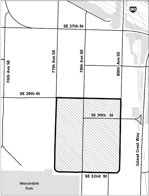 A map showing the area impacted by the moratorium, between 29th St and 32nd St and 77th Ave and 80th Ave